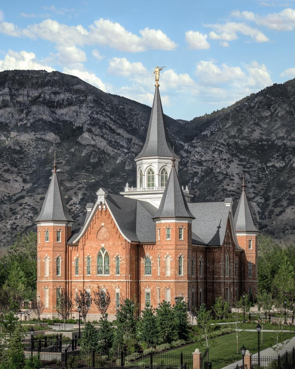 Provo City Center Utah Temple Y Mountain Portrait Gallery Wrap