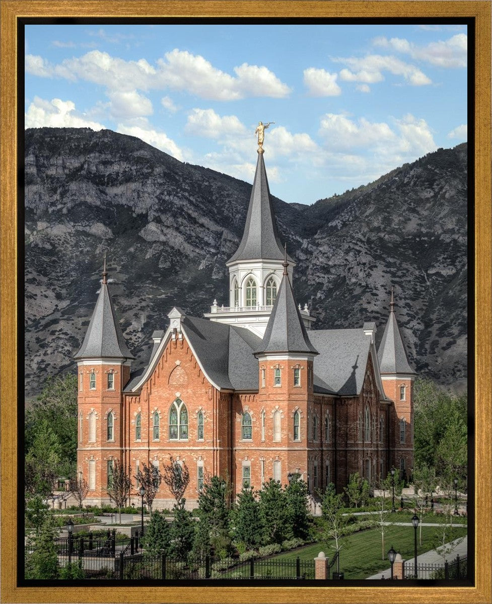 Provo City Center Utah Temple Y Mountain Portrait Gallery Wrap
