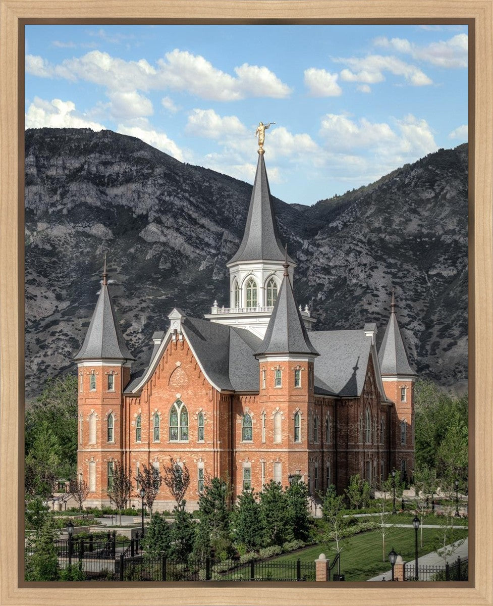 Provo City Center Utah Temple Y Mountain Portrait Gallery Wrap