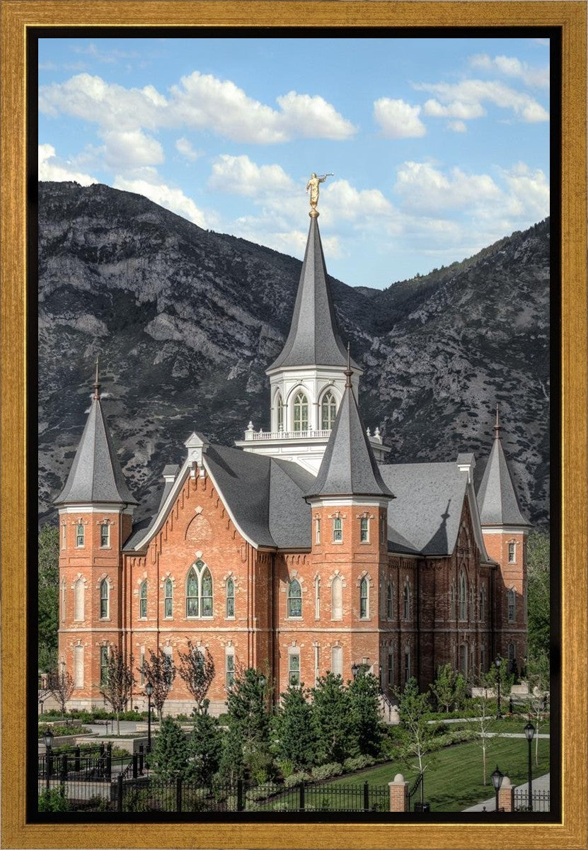 Provo City Center Utah Temple Y Mountain Portrait Gallery Wrap