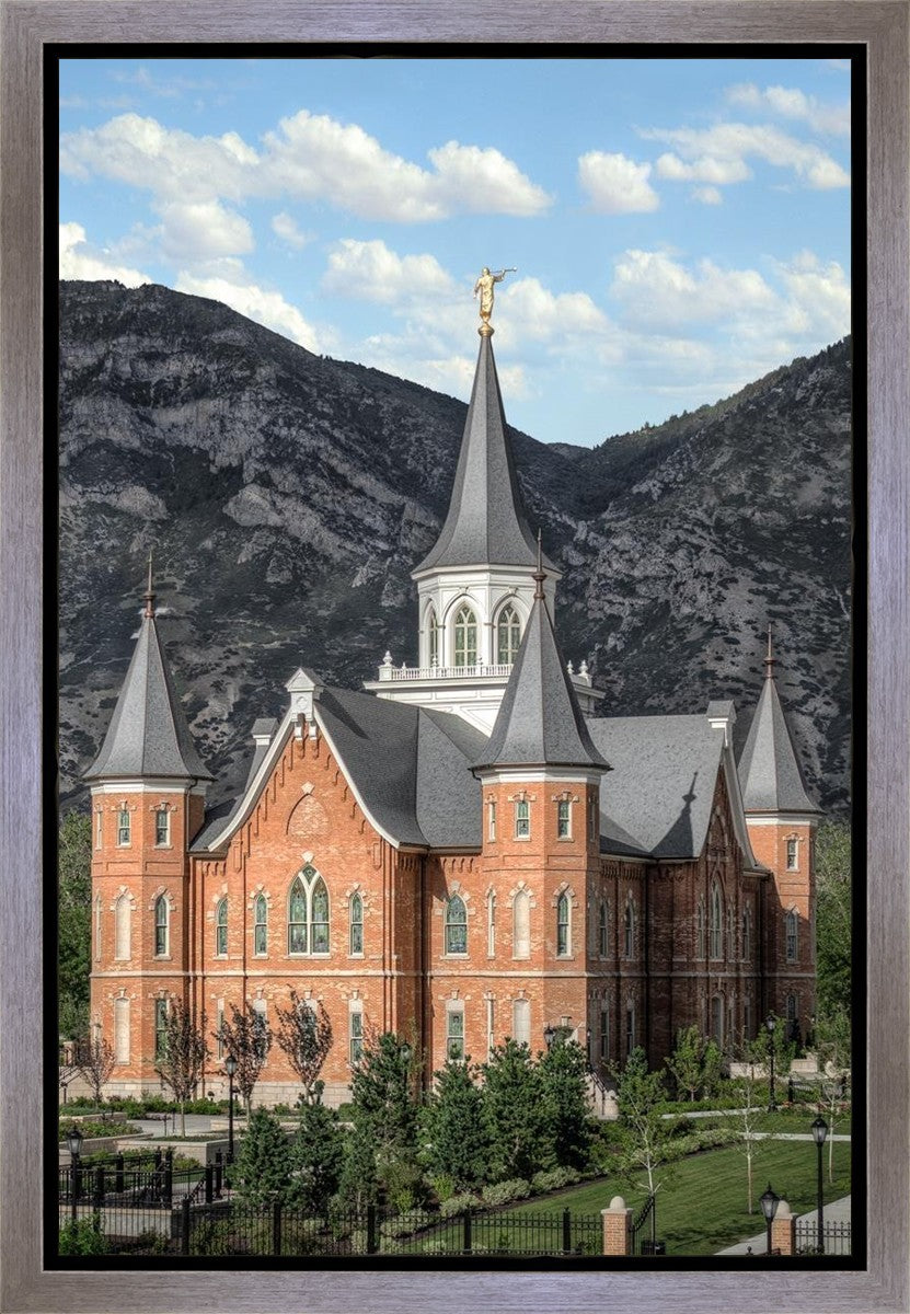 Provo City Center Utah Temple Y Mountain Portrait Gallery Wrap