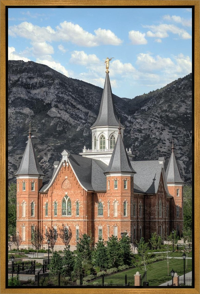 Provo City Center Utah Temple Y Mountain Portrait Gallery Wrap