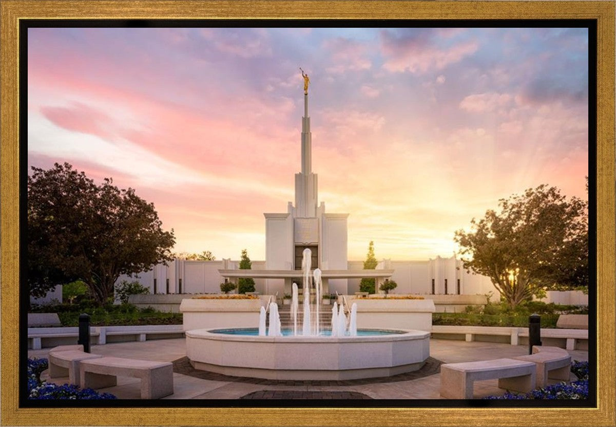 Denver Sunset Fountain Gallery Wrap