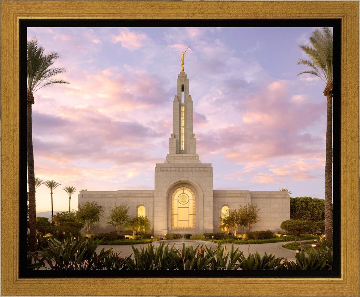 Redlands Temple Fountain Sunset Gallery Wrap