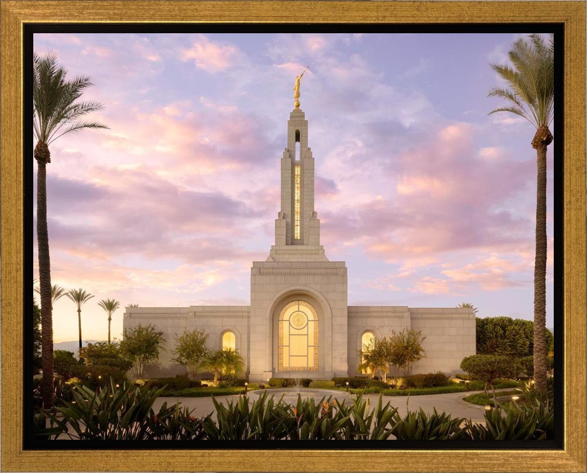 Redlands Temple Fountain Sunset Gallery Wrap