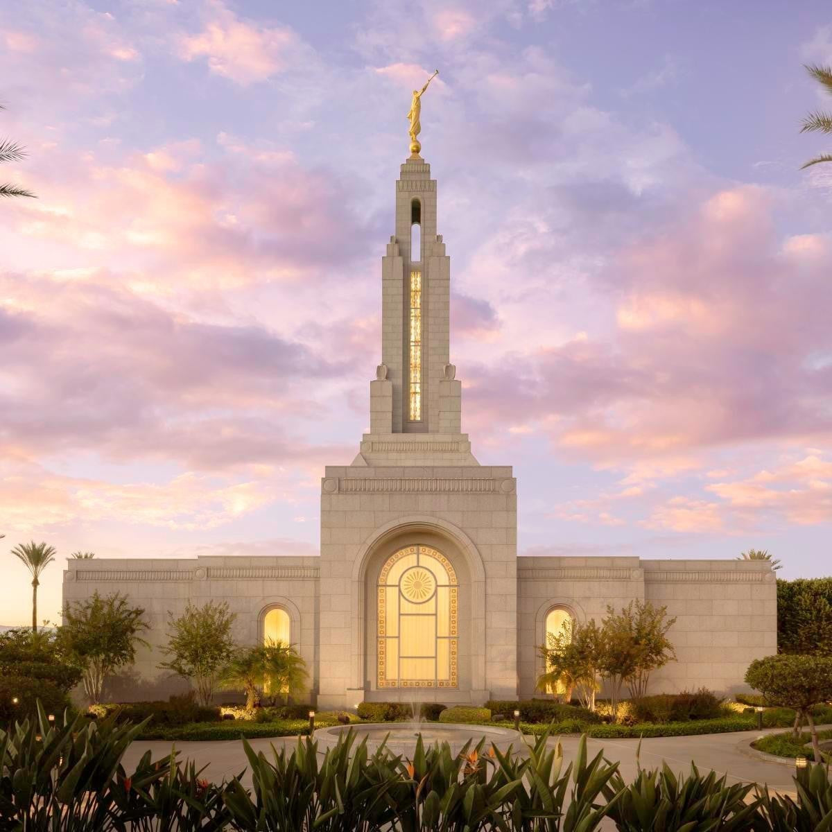Redlands Temple Fountain Sunset Gallery Wrap