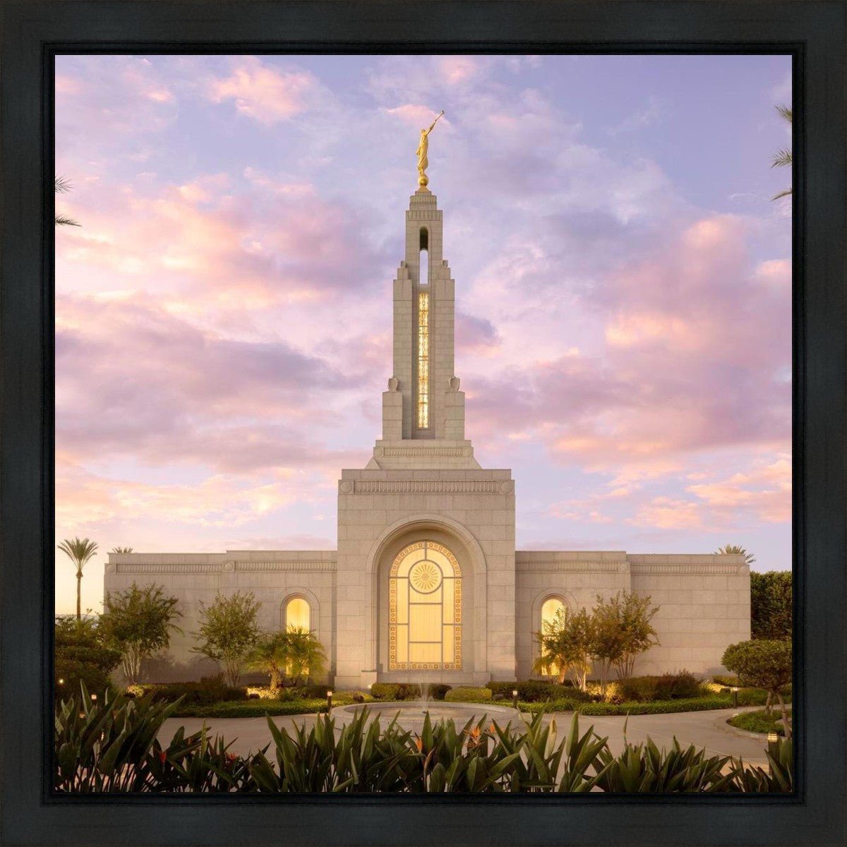 Redlands Temple Fountain Sunset Gallery Wrap