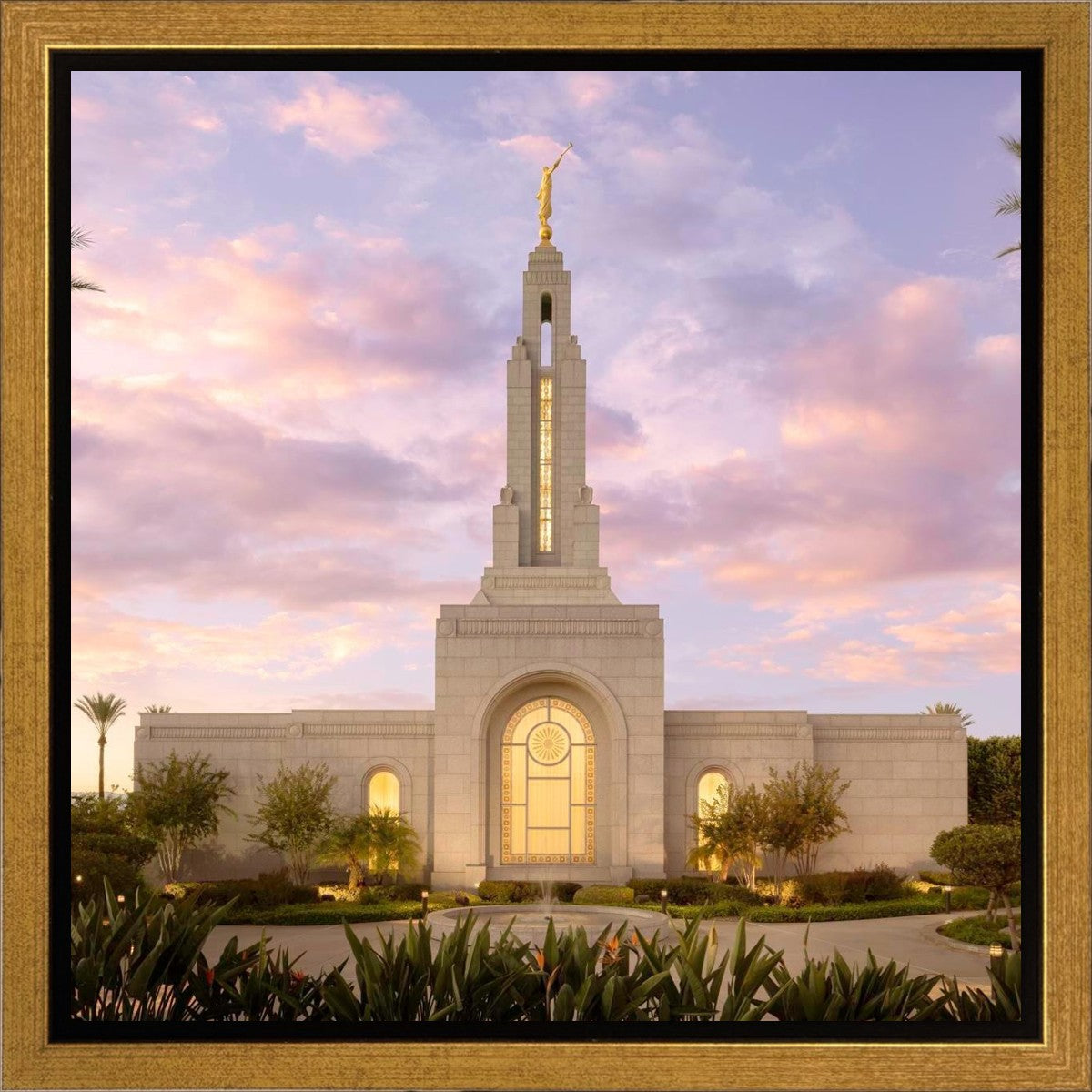 Redlands Temple Fountain Sunset Gallery Wrap