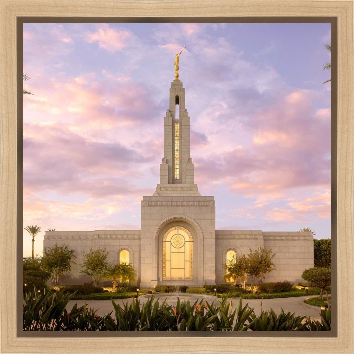 Redlands Temple Fountain Sunset Gallery Wrap