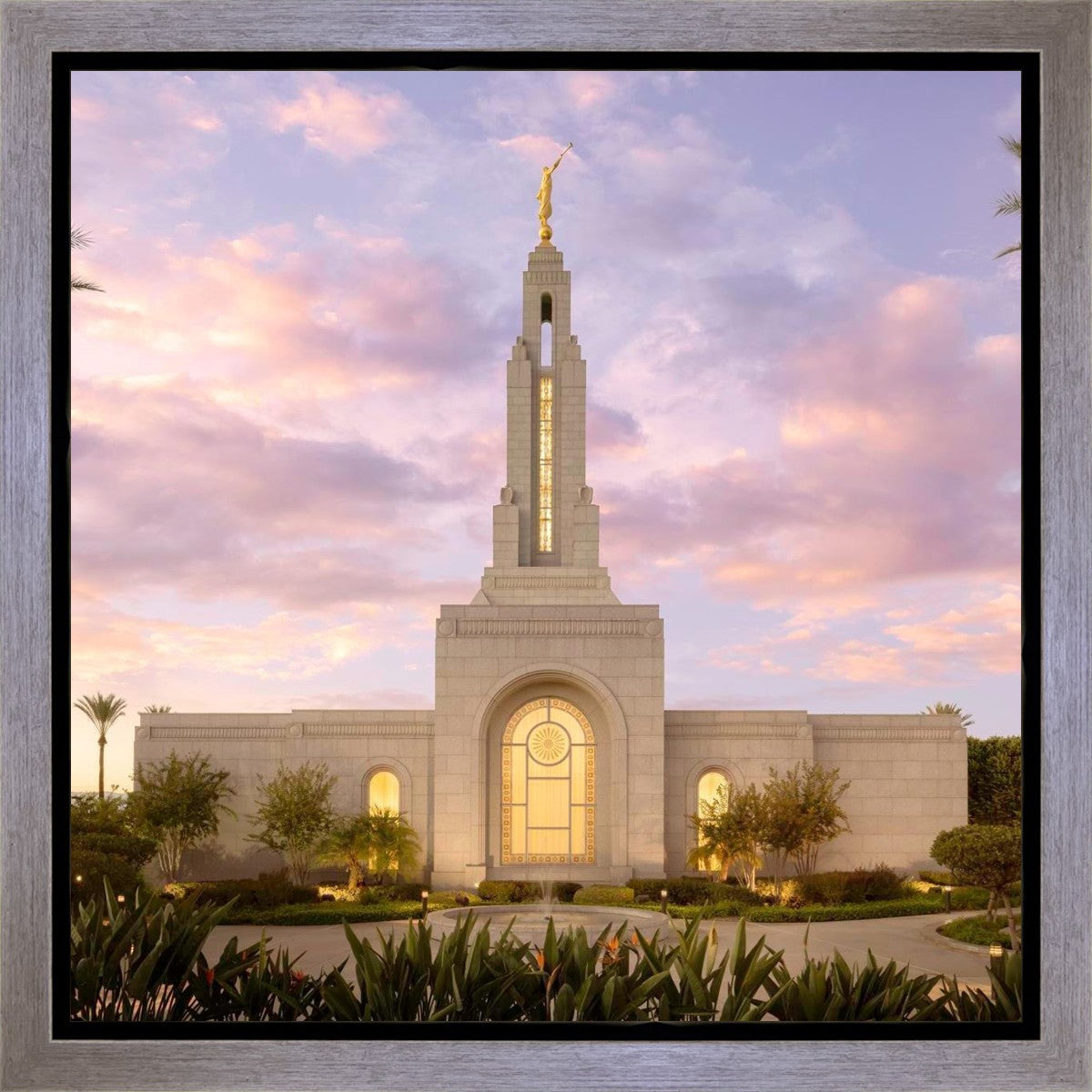 Redlands Temple Fountain Sunset Gallery Wrap