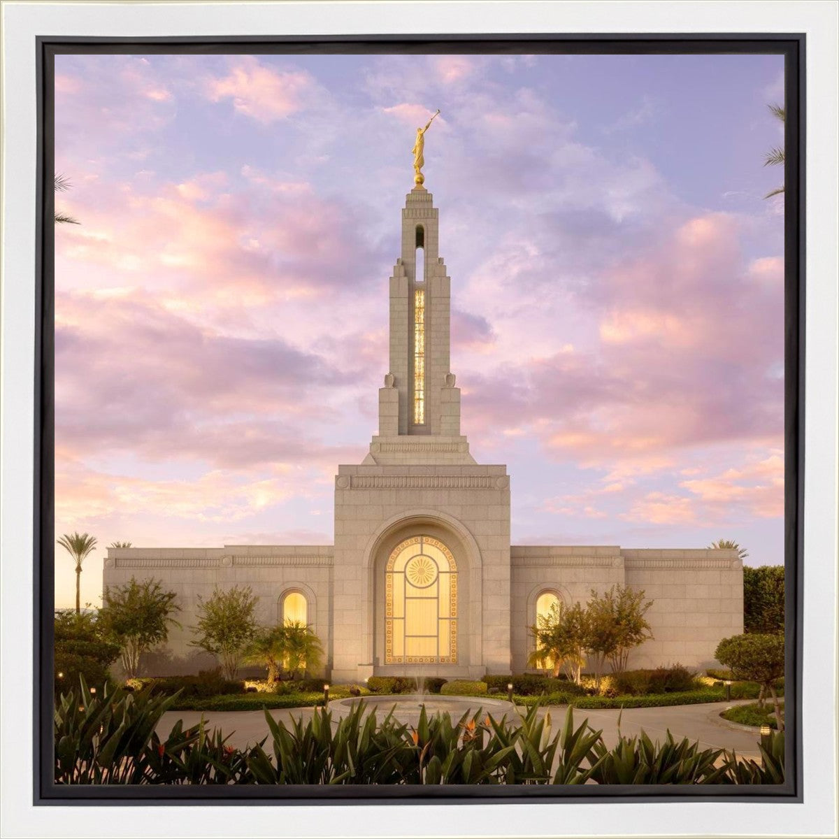 Redlands Temple Fountain Sunset Gallery Wrap