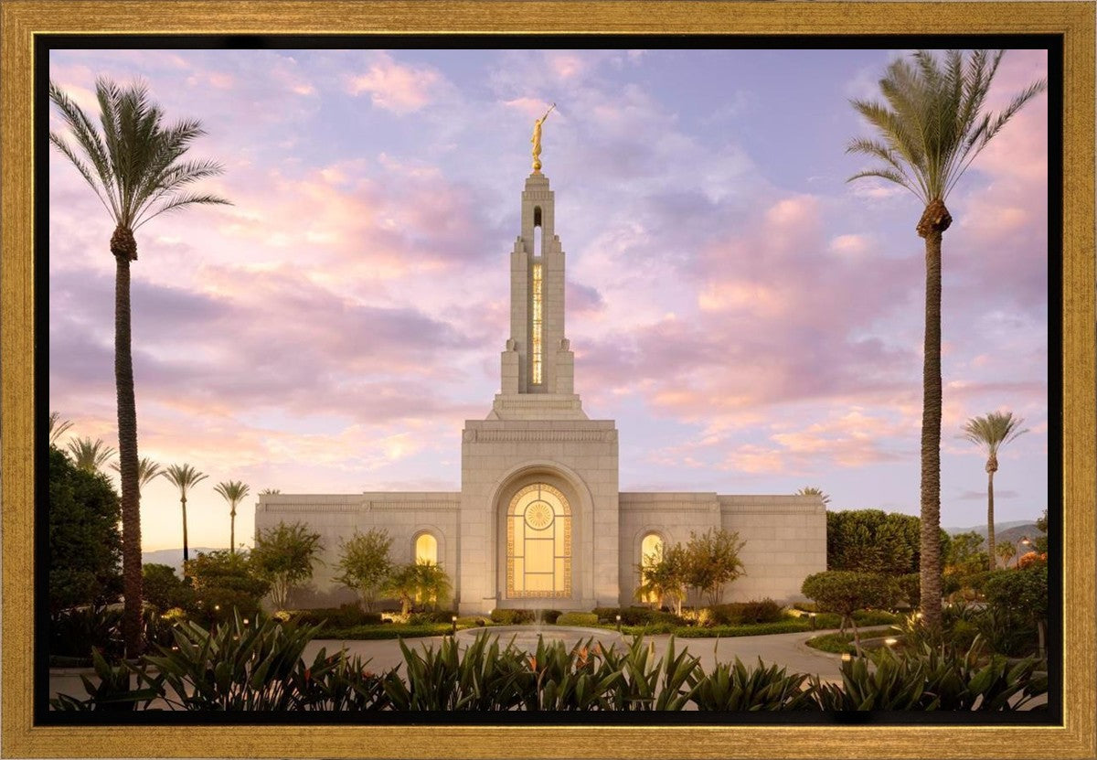 Redlands Temple Fountain Sunset Gallery Wrap