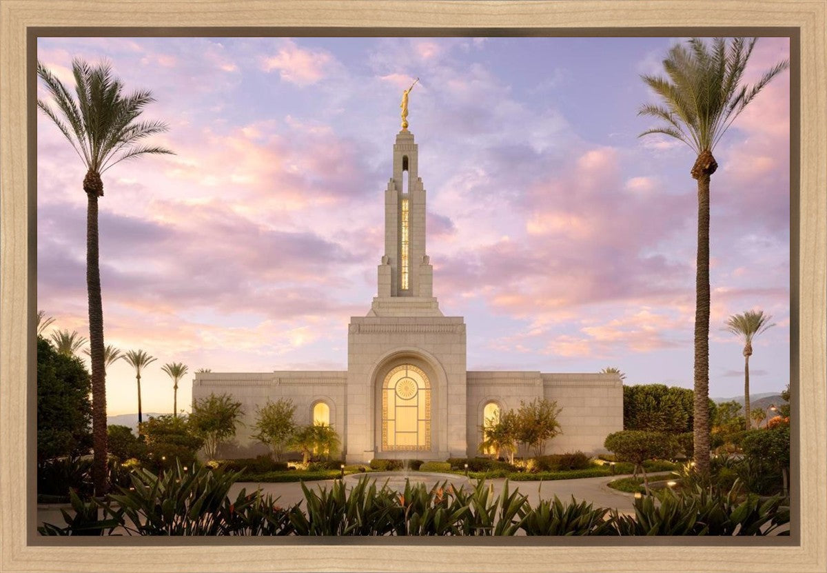 Redlands Temple Fountain Sunset Gallery Wrap