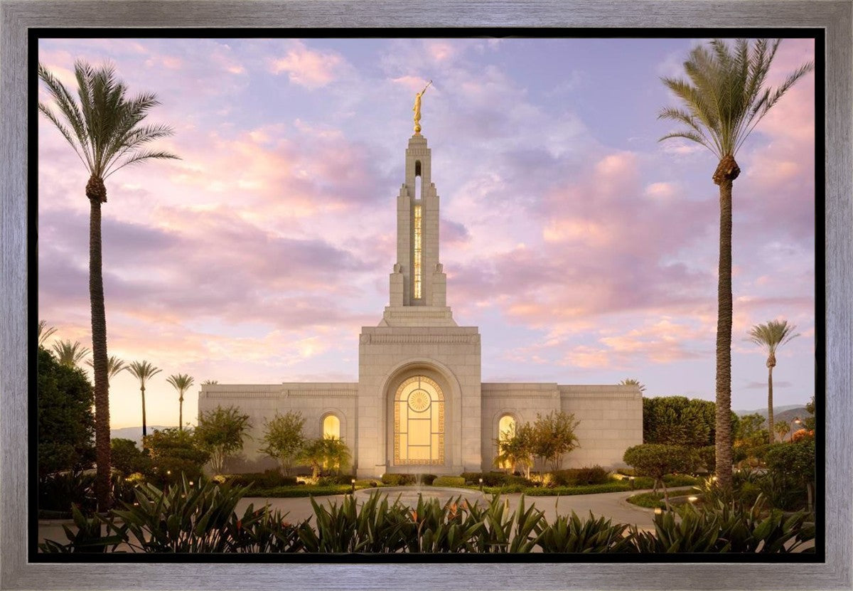 Redlands Temple Fountain Sunset Gallery Wrap