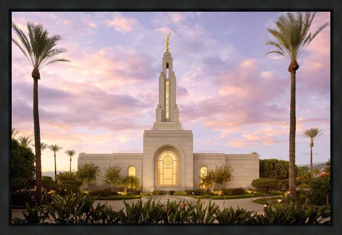 Redlands Temple Fountain Sunset Gallery Wrap