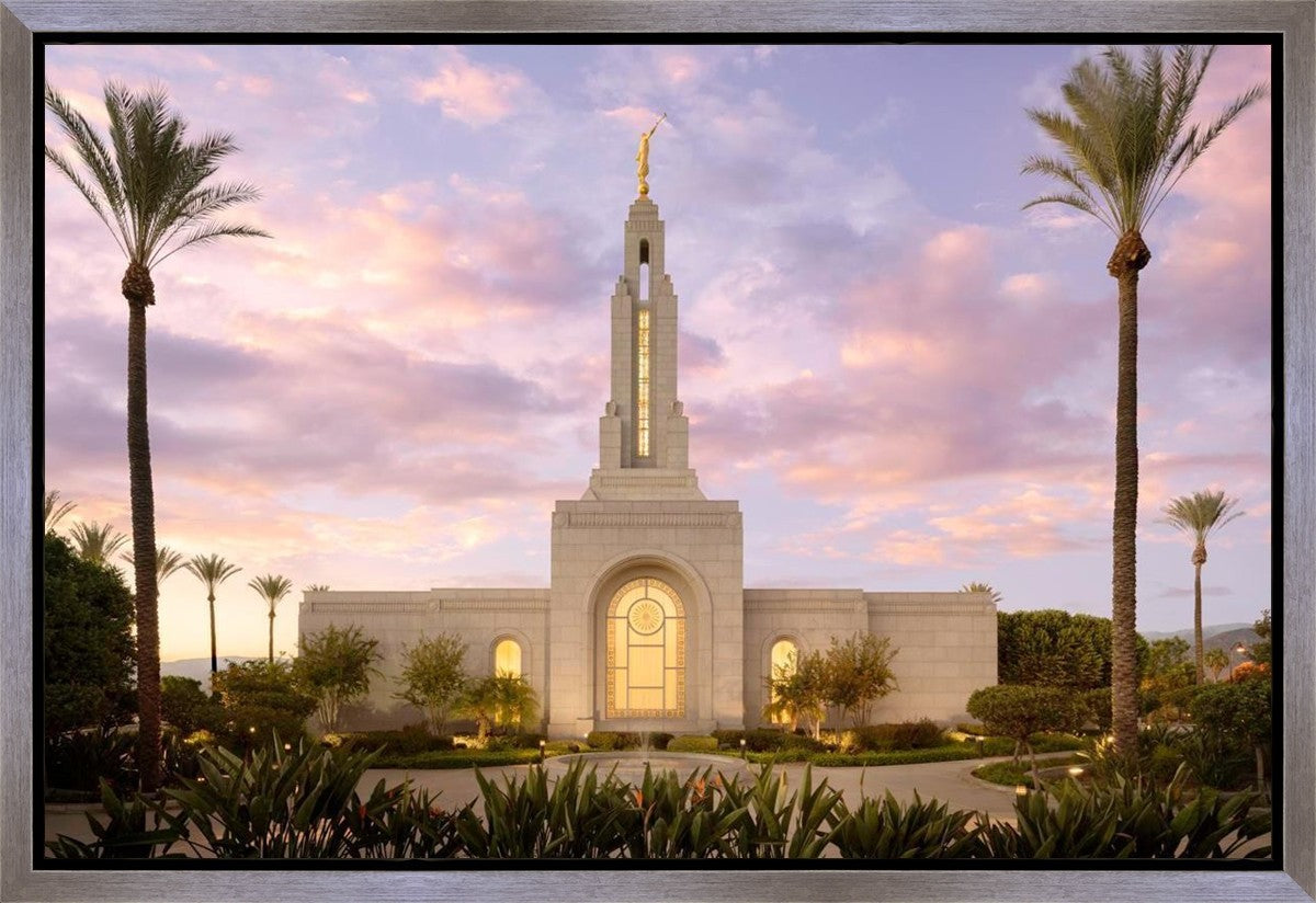 Redlands Temple Fountain Sunset Gallery Wrap