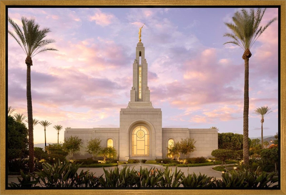 Redlands Temple Fountain Sunset Gallery Wrap