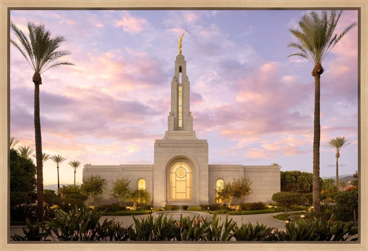 Redlands Temple Fountain Sunset Gallery Wrap