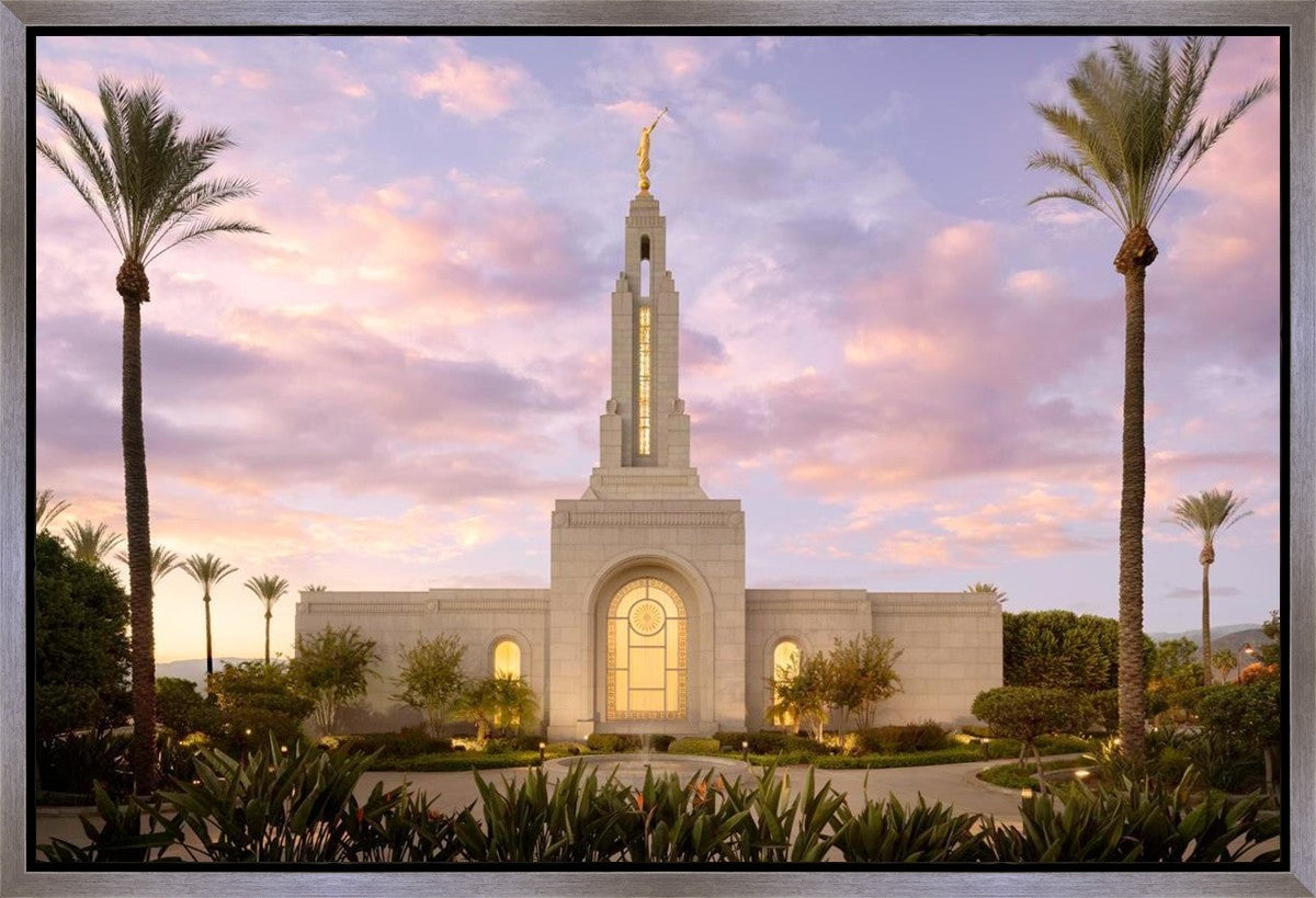 Redlands Temple Fountain Sunset Gallery Wrap