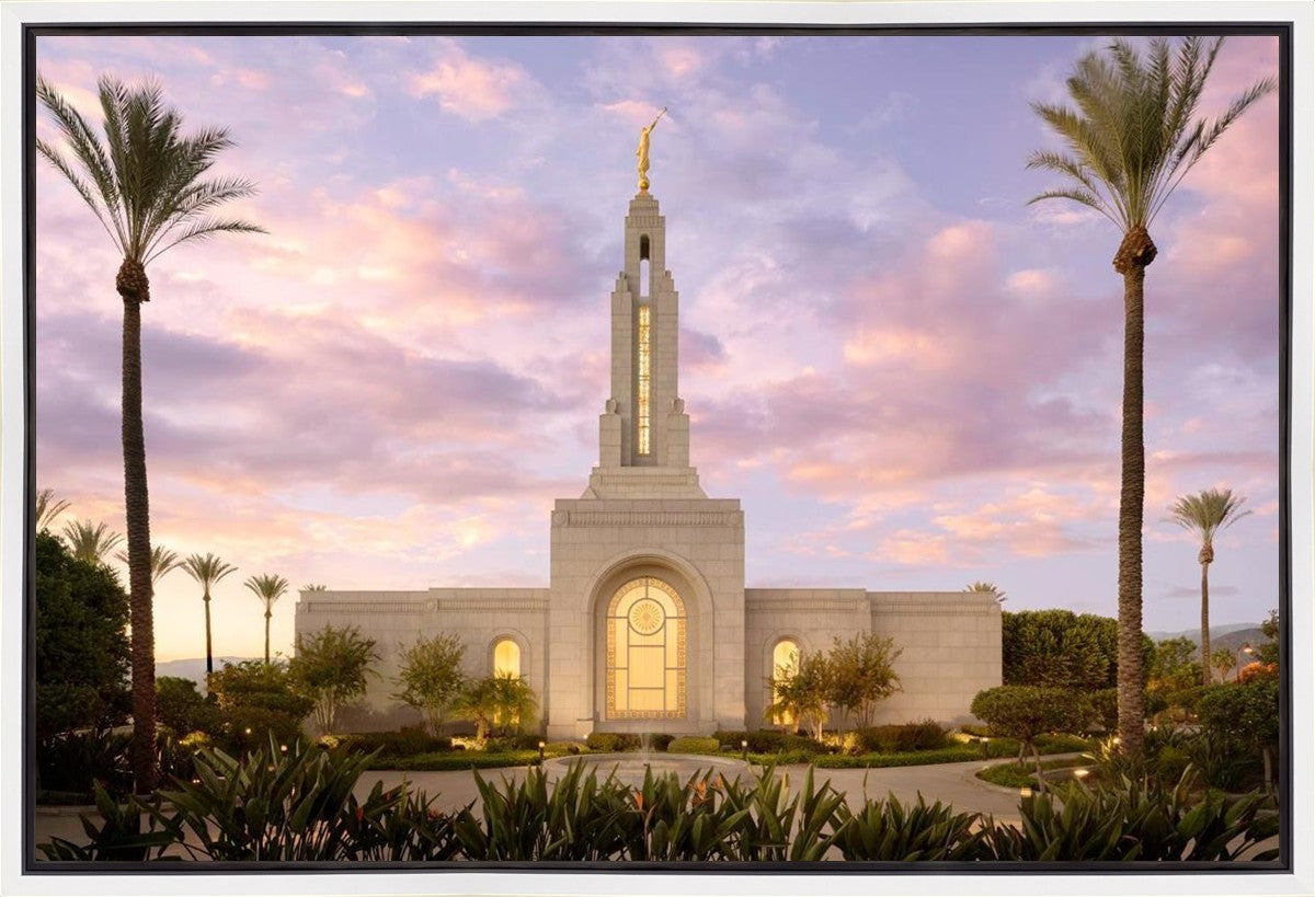 Redlands Temple Fountain Sunset Gallery Wrap