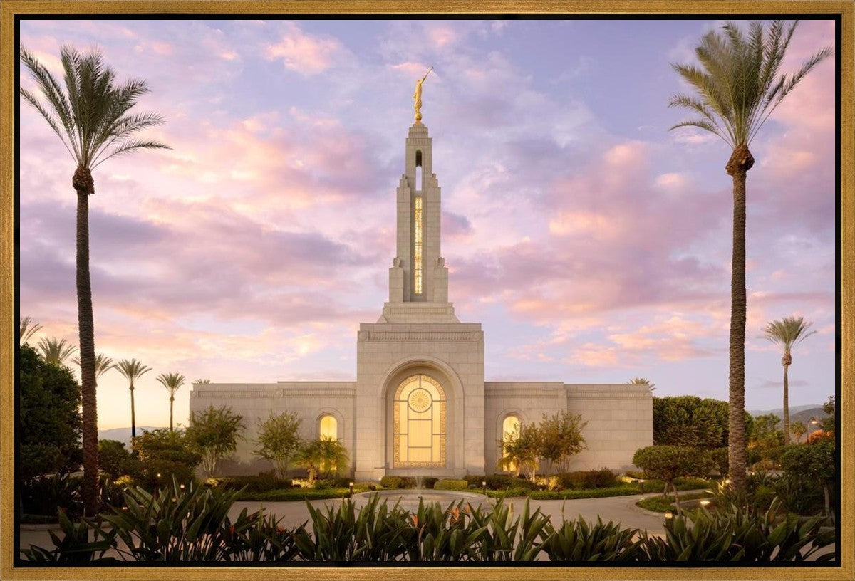 Redlands Temple Fountain Sunset Gallery Wrap