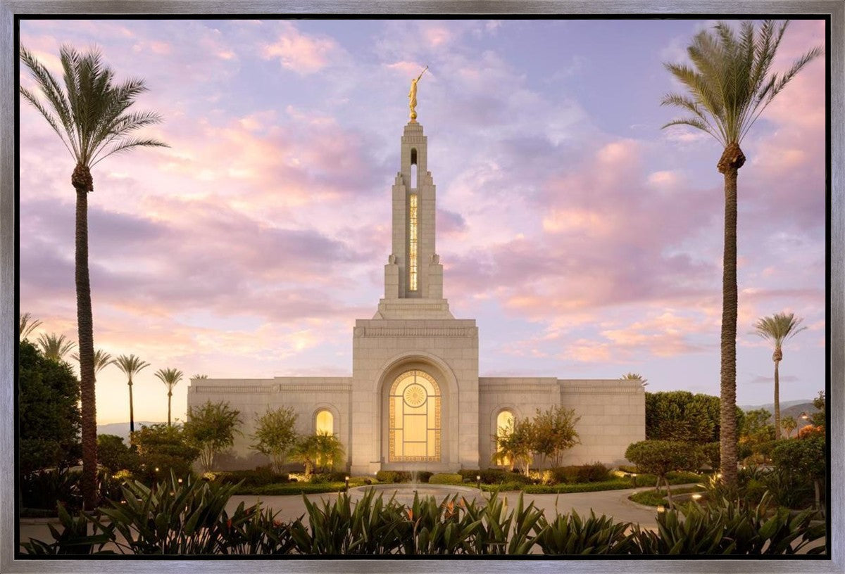 Redlands Temple Fountain Sunset Gallery Wrap
