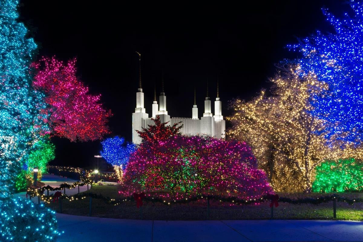 Washington DC Temple Colorful Christmas Gallery Wrap