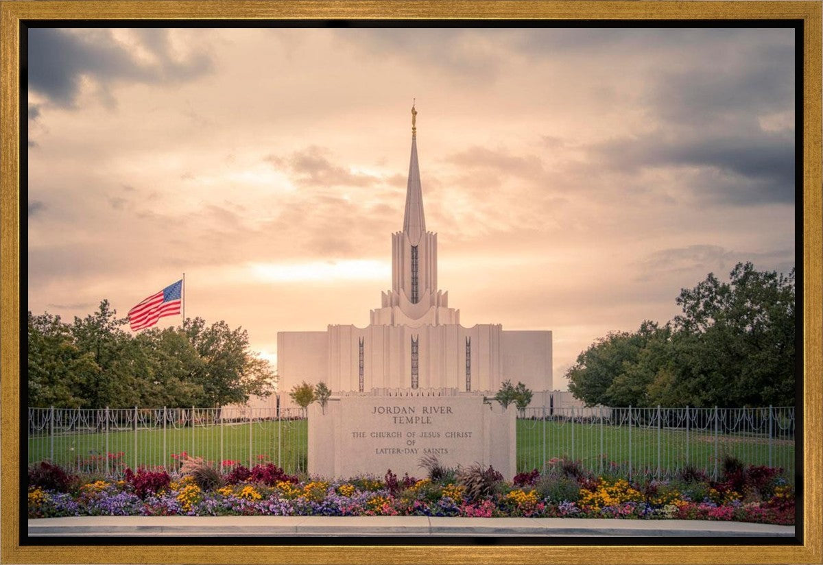 Jordan River Temple Evening Glow Gallery Wrap