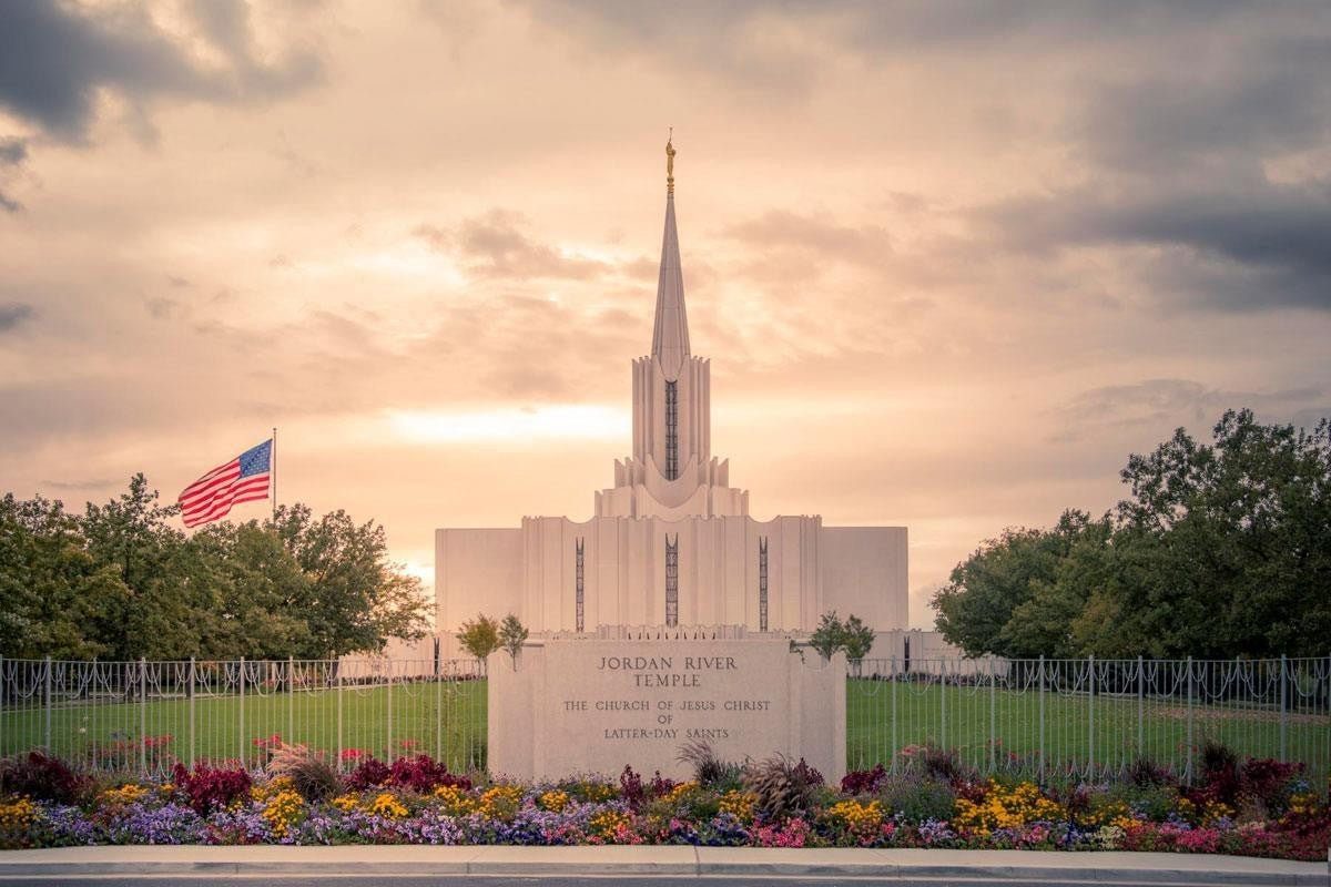 Jordan River Temple Evening Glow Gallery Wrap