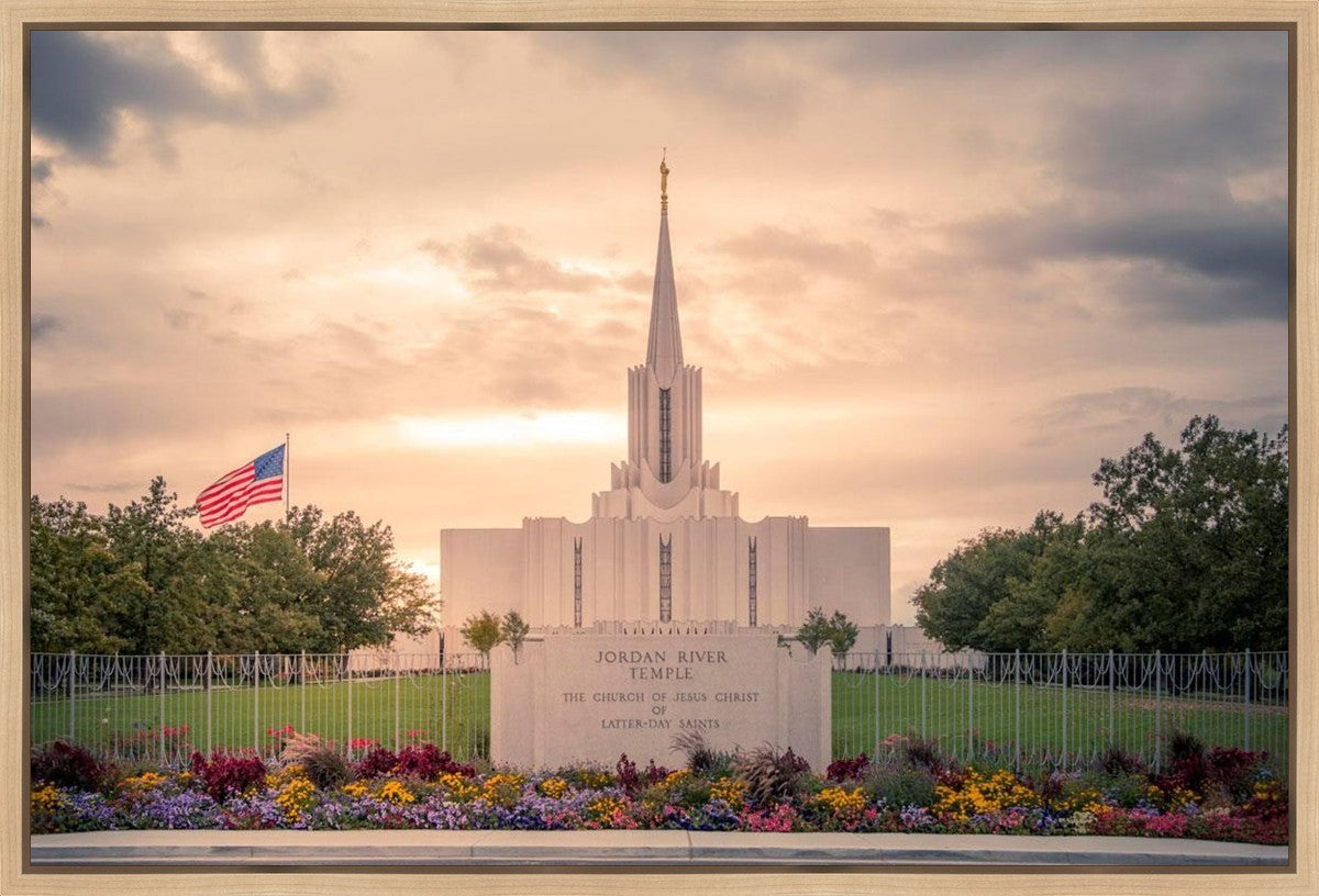 Jordan River Temple Evening Glow Gallery Wrap