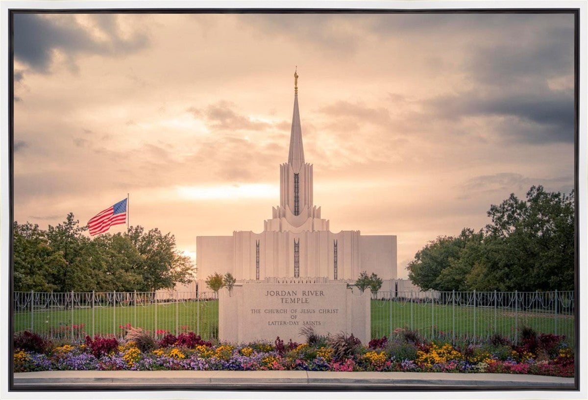 Jordan River Temple Evening Glow Gallery Wrap