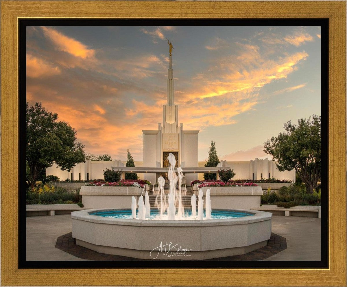 Denver Temple Evening Fountain Gallery Wrap