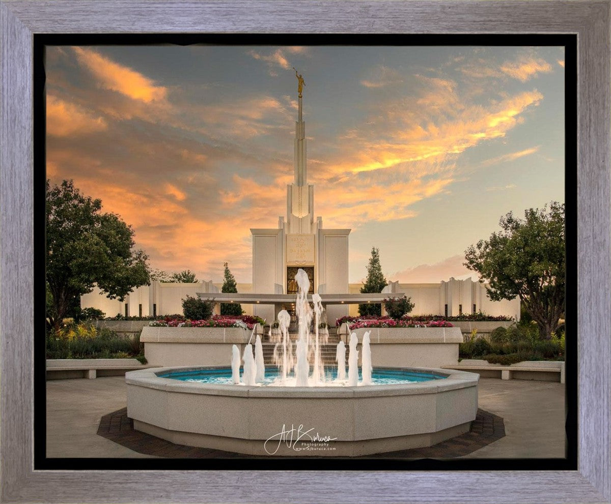 Denver Temple Evening Fountain Gallery Wrap