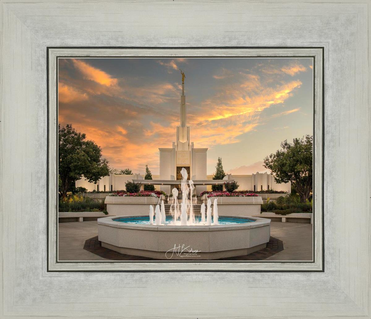Denver Temple Evening Fountain