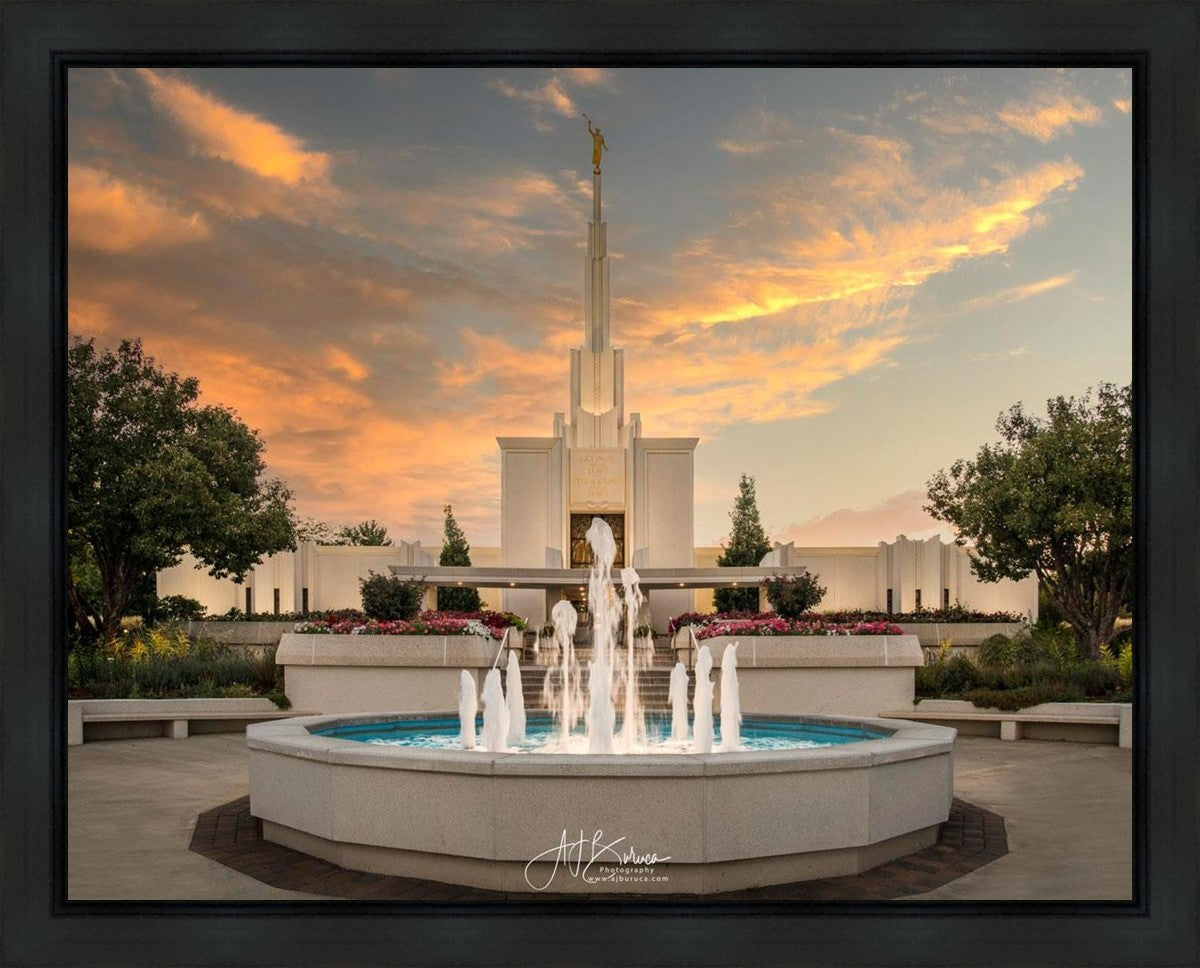 Denver Temple Evening Fountain Gallery Wrap