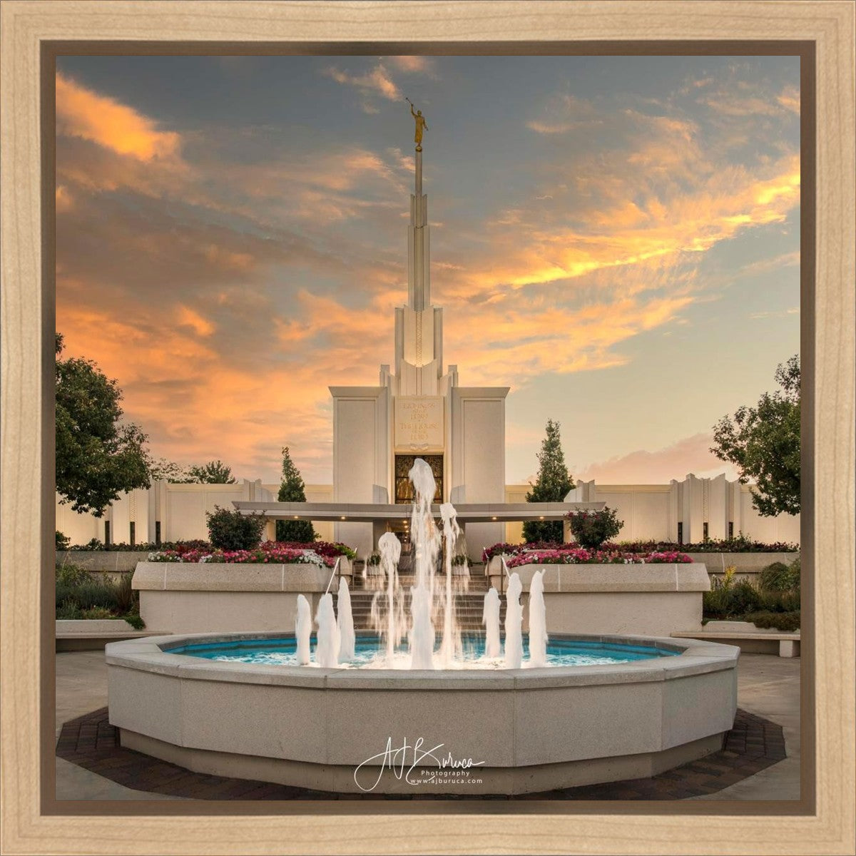 Denver Temple Evening Fountain Gallery Wrap