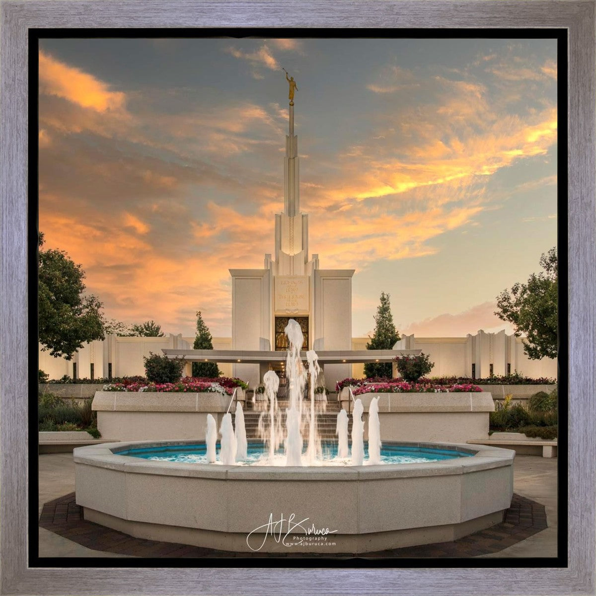 Denver Temple Evening Fountain Gallery Wrap