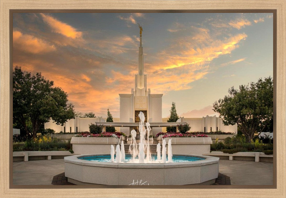 Denver Temple Evening Fountain Gallery Wrap