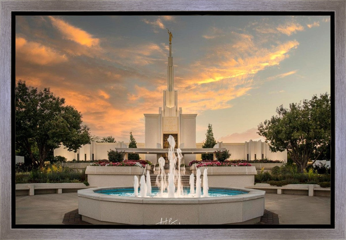 Denver Temple Evening Fountain Gallery Wrap