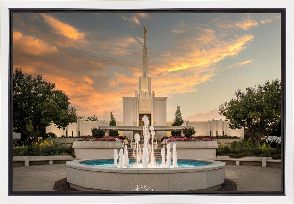 Denver Temple Evening Fountain Gallery Wrap