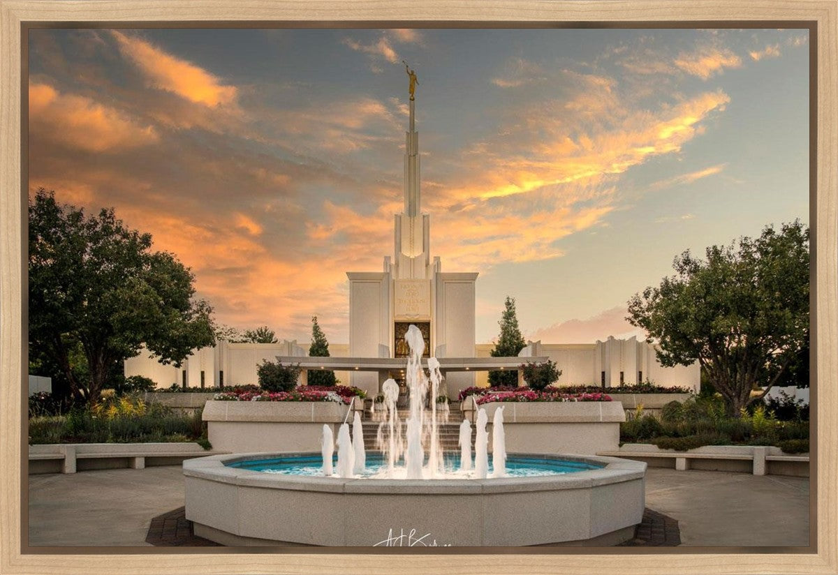 Denver Temple Evening Fountain Gallery Wrap