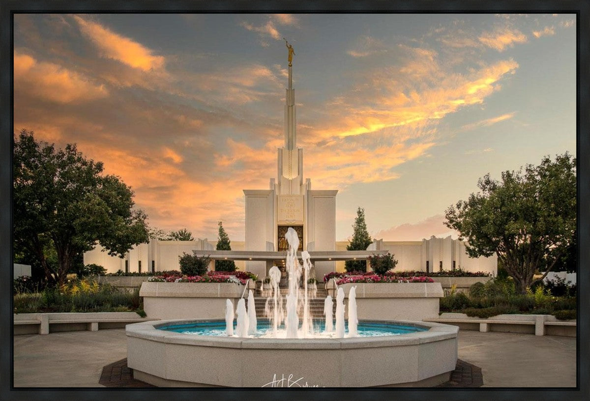 Denver Temple Evening Fountain Gallery Wrap