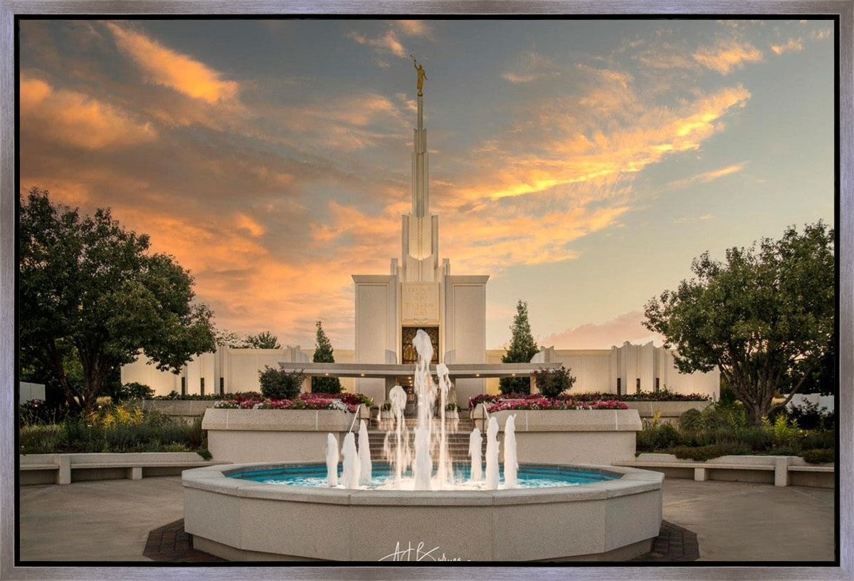Denver Temple Evening Fountain Gallery Wrap