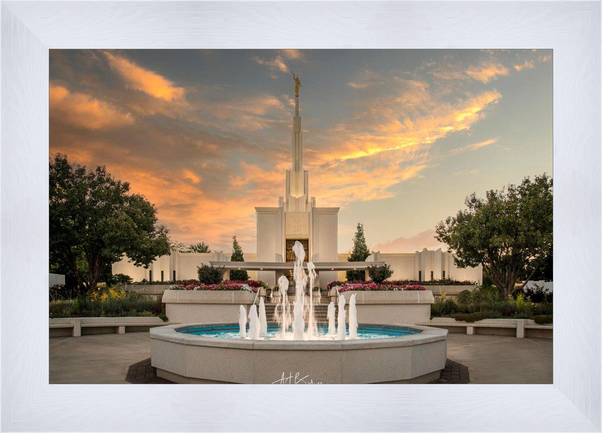 Denver Temple Evening Fountain