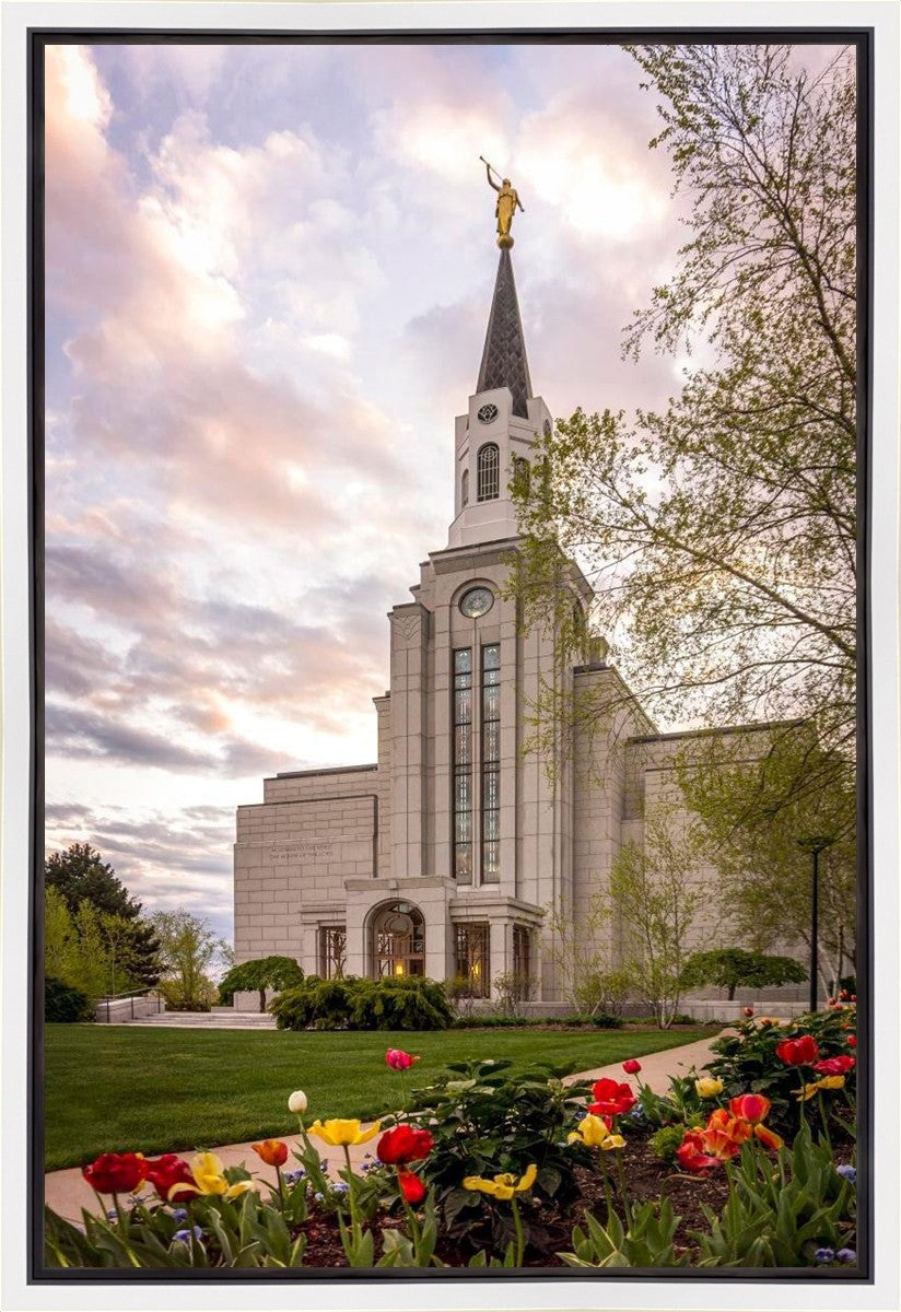 Boston Temple Spring Tulips Gallery Wrap
