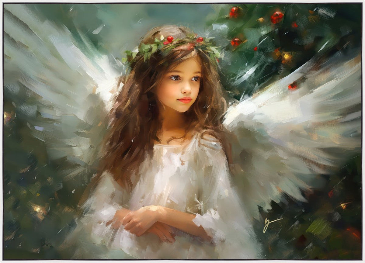 Delicate Christmas Angel Large Wall Art Gallery Wrap
