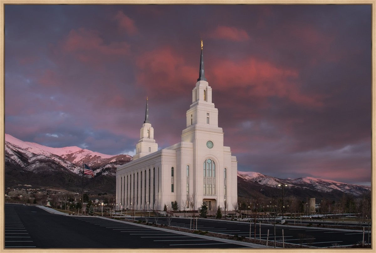 Layton Utah Pink Winter Sunset Large Wall Art Gallery Wrap