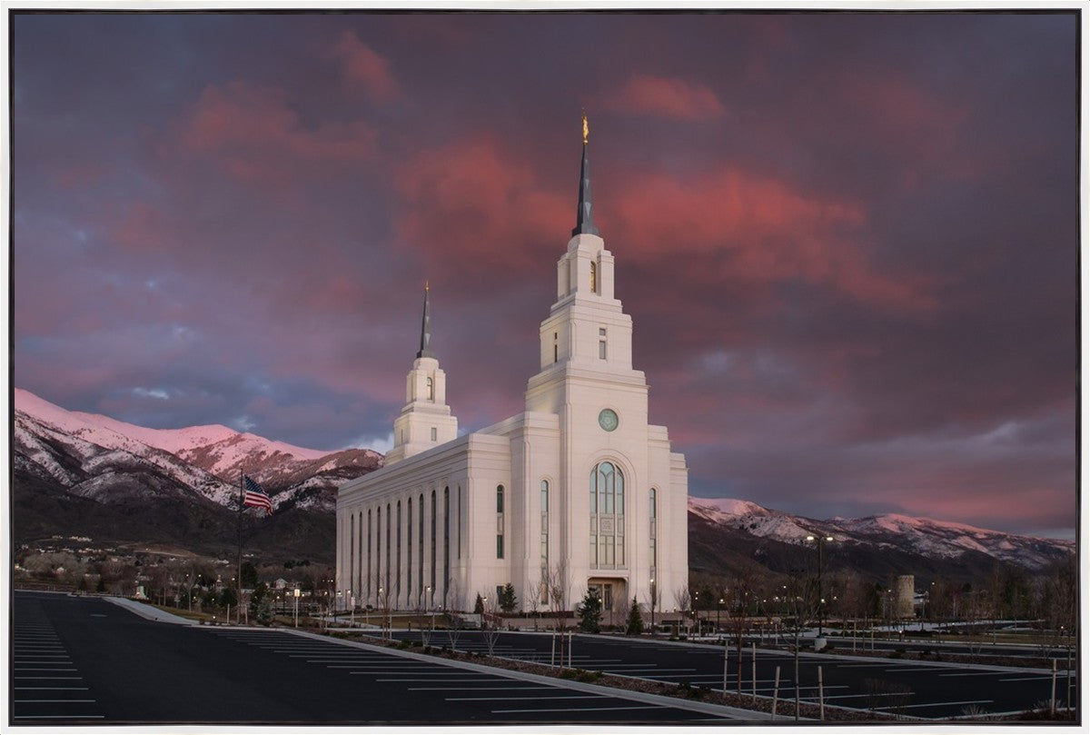 Layton Utah Pink Winter Sunset Large Wall Art Gallery Wrap