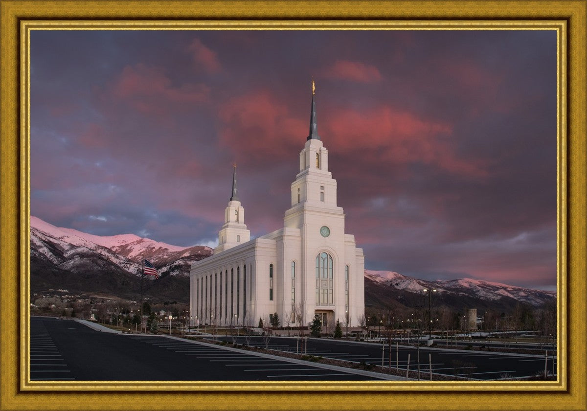 Layton Utah Pink Winter Sunset Large Wall Art