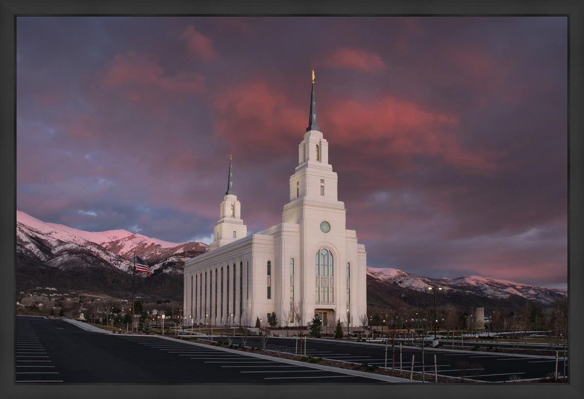 Layton Utah Pink Winter Sunset Large Wall Art